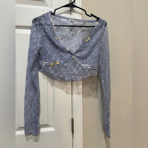 Intimately Free People Blue crop Lace Long Sleeve Top | Blue I Size: M